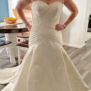 Pronovias Drop Waist Mermaid Strapless bridal gown